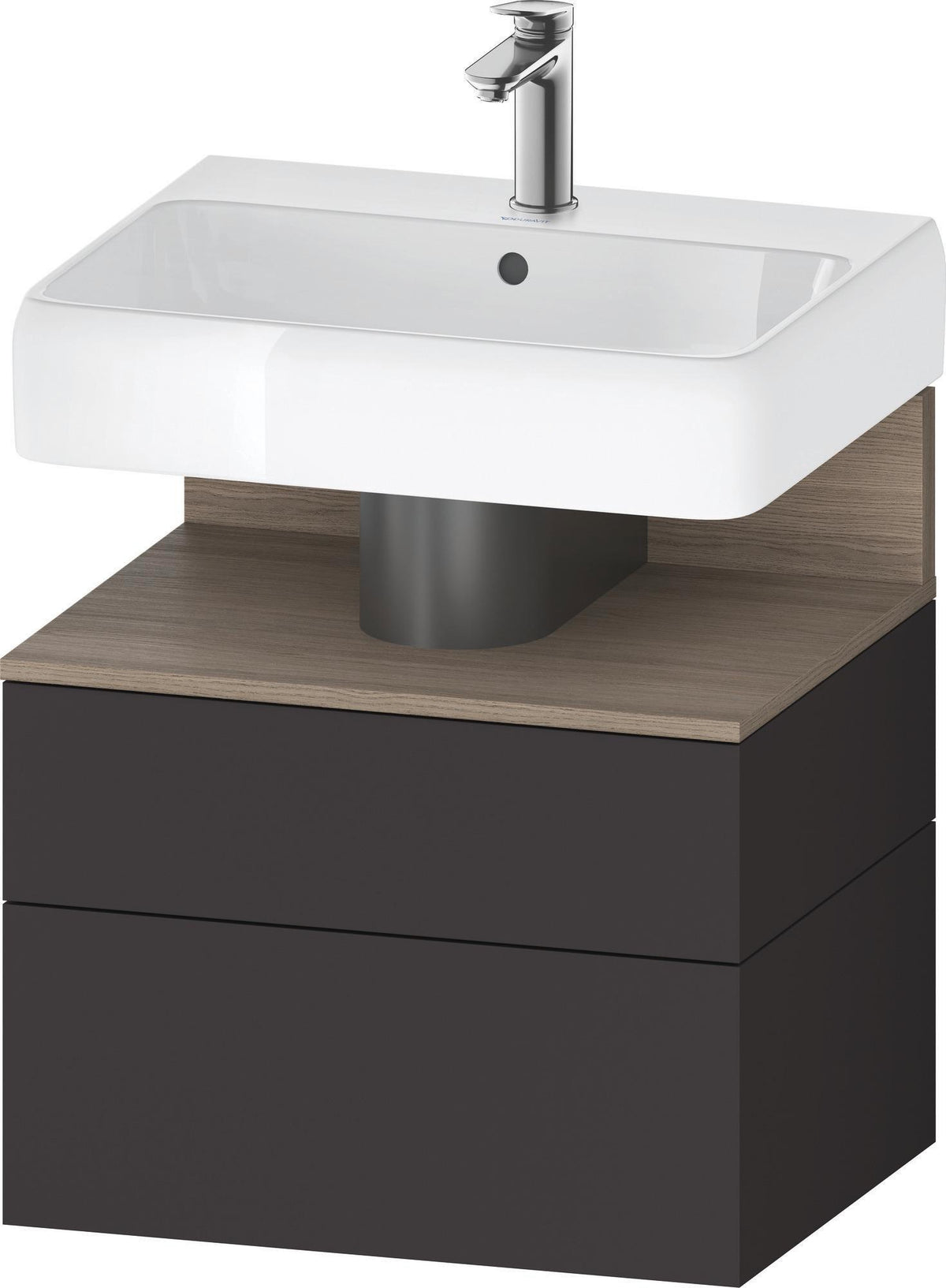 DURAVIT Qatego Waschtischunterbau 590 mm Eiche Terra Matt mit 1 Auszug und Tip-On Technik