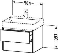 DURAVIT XSquare Waschtischunterbau 584 mm – Wandhängend mit Schubkasten und Siphonausschnitt