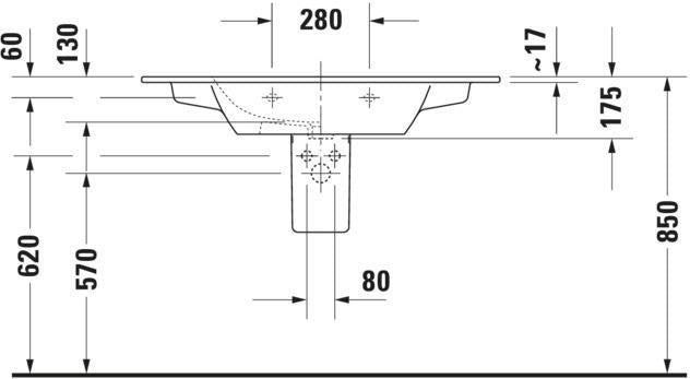 DURAVIT ME by Starck Möbelwaschtisch 1030 mm Weiß mit Überlauf und 2 Hahnlöchern