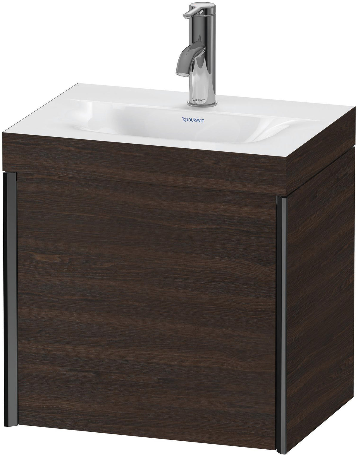 DURAVIT XViu Waschtischunterbauset 460 mm mit c-bonded Technologie, 1 Tür, schwarz matt / Nussbaum