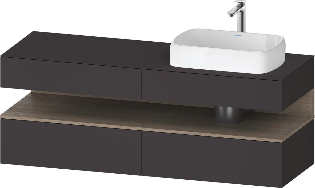 DURAVIT Qatego Konsole-Waschtischunterbau 1600 mm Weiß Matt mit Eiche Terra Nische
