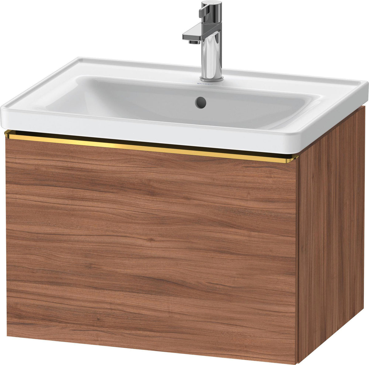 Duravit D-Neo Waschtischunterbau 634 mm betongrau matt mit Bronze-Griff und Soft-Close-Auszug