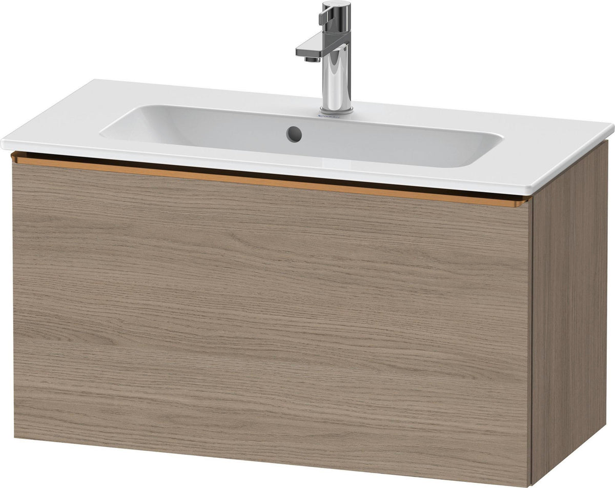 DURAVIT D-Neo Waschtischunterbau 810 mm Eiche Terra Matt mit 1 Auszug & Bronze Griff
