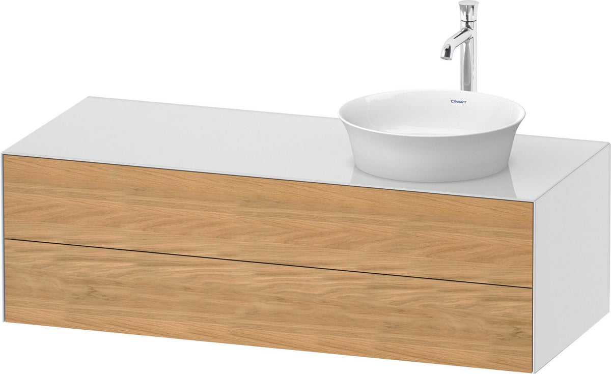 DURAVIT White Tulip Waschtischunterbau 1300 mm wandhängend, 2 Schubkästen, Becken rechts, Nordic Weiß seidenmatt