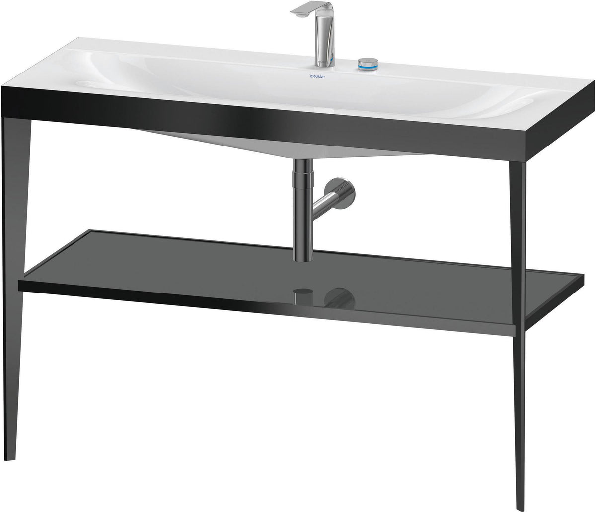 DURAVIT XViu c-bonded Waschtischset 1200 mm in Schwarz Matt mit Metallkonsole und apricot pearl Hochglanz