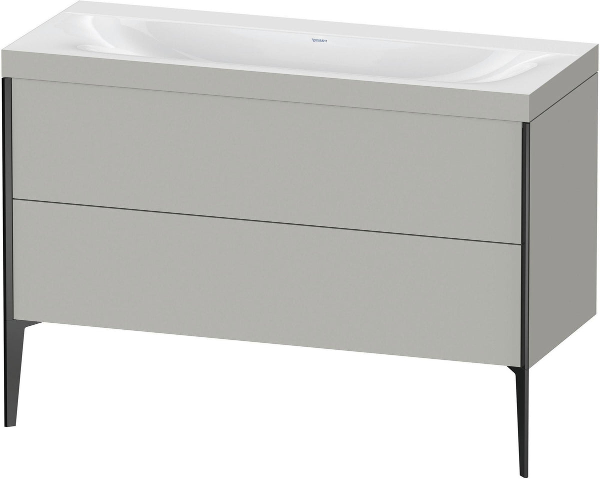 Duravit XViu c-bonded Waschtischunterbauset 1200 mm, 2 Auszüge, schwarz matt / betongrau matt