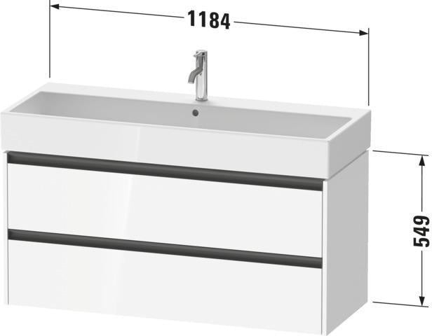 Duravit Ketho.2 Waschtischunterbau 1184 mm Eiche Terra mit 2 Schubkästen