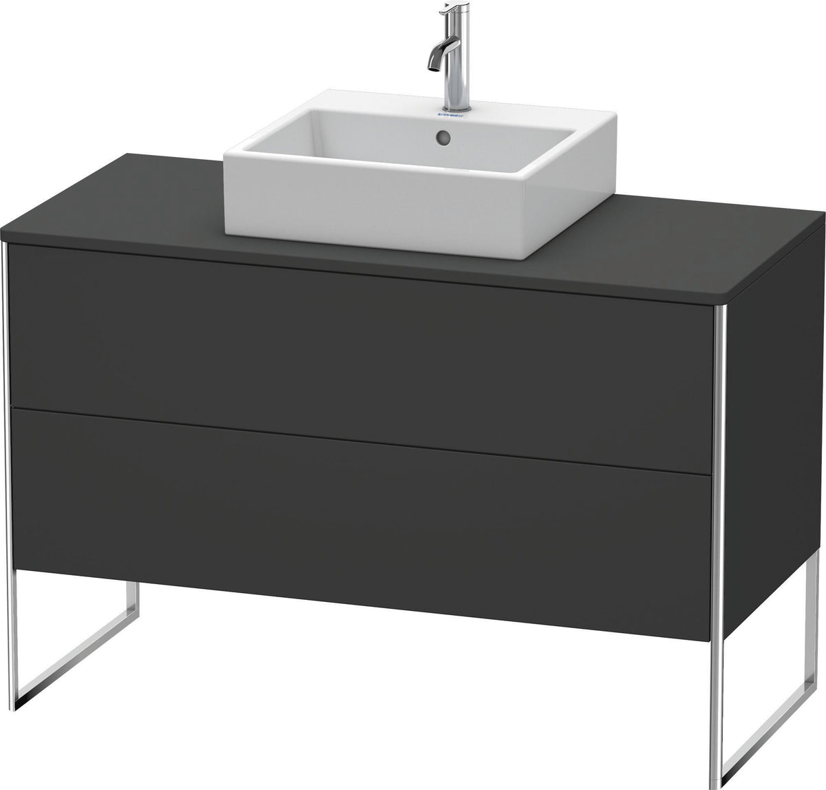 DURAVIT XSquare Konsolenwaschtischunterbau 1200 mm Graphit Supermatt, bodenstehend, 2 Schubkästen