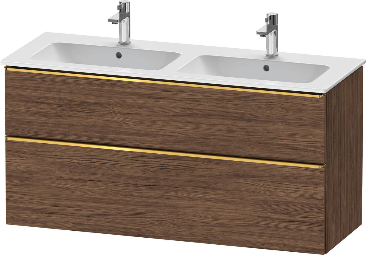 Duravit D-Neo Waschtischunterbau 1280 mm betongrau matt – wandhängend, 1 Auszug, Bronze Griff