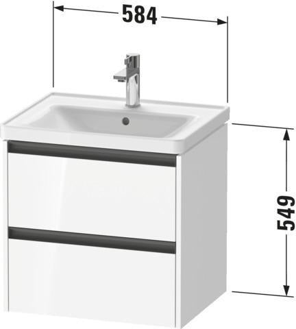 DURAVIT Ketho.2 Waschtischunterbau wandhängend 584 mm betongrau matt mit 2 Schubkästen