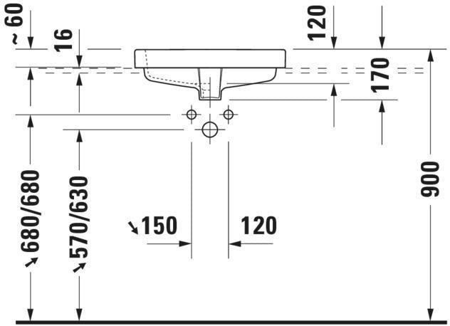 DURAVIT Einbauwaschtisch Vero 500 mm mit WonderGliss, 1 Hahnloch, weiß