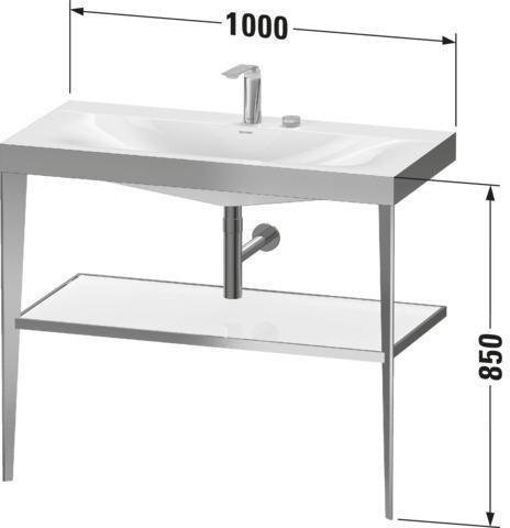 Duravit XViu c-bonded Waschtischset 1000 mm mit Metallkonsole, weiß hochglanz / schwarz matt – inkl. Waschschüssel