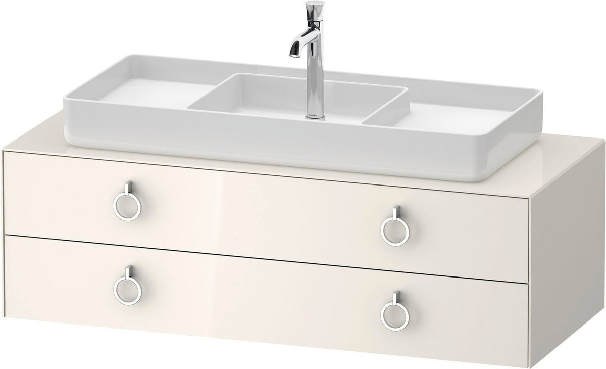 Duravit White Tulip Waschtischunterbau 1300 mm Nussbaum mitte, weiß seidenmatt, LED