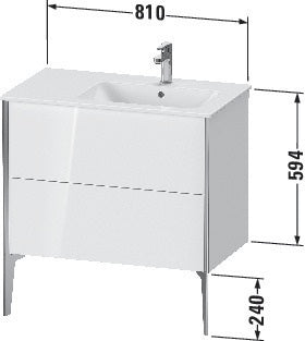 Duravit Waschtischunterbau XVIU 810x834x480mm 2 Auszüge Ahorn Mitte Schürze