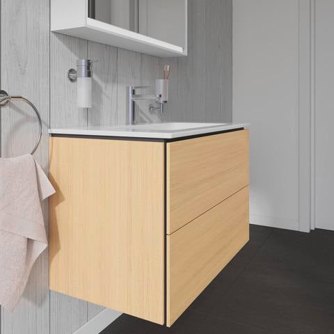 Duravit L-Cube Waschtischunterbau 820 mm taupe matt mit 2 Schubkästen und Tip-On-Technik