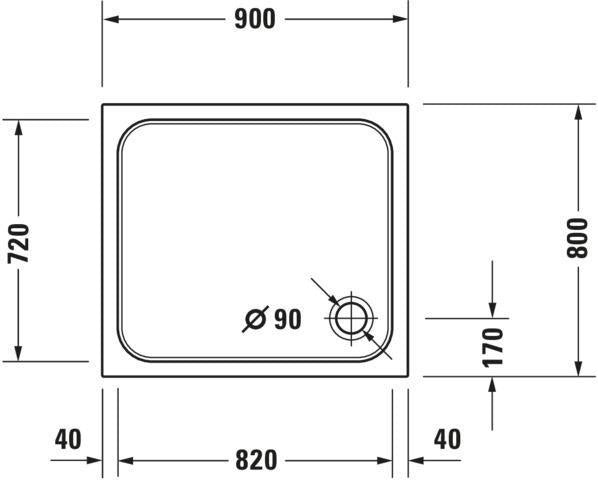DURAVIT D-Code Duschwanne 900x750x85 mm Weiß Sanitäracryl mit Antislip