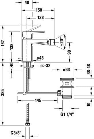 DURAVIT Manhattan Einhebel-Bidetmischer Chrom mit Keramikmischsystem und Kugelgelenk-Strahlregler