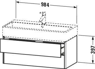 DURAVIT XSquare Waschtischunterbau 984 mm mit 2 Schubkästen, Seitenteile s-matt, Eiche-Ausführung