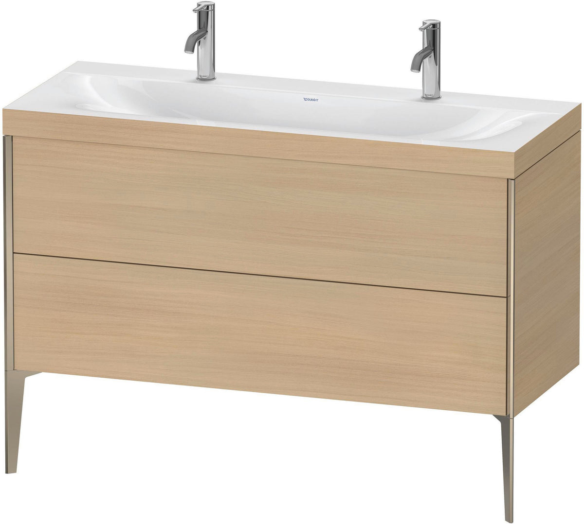 DURAVIT XViu c-bonded Waschtischunterbauset 1200 mm mit 2 Auszügen, champagner matt/mediterrane Eiche