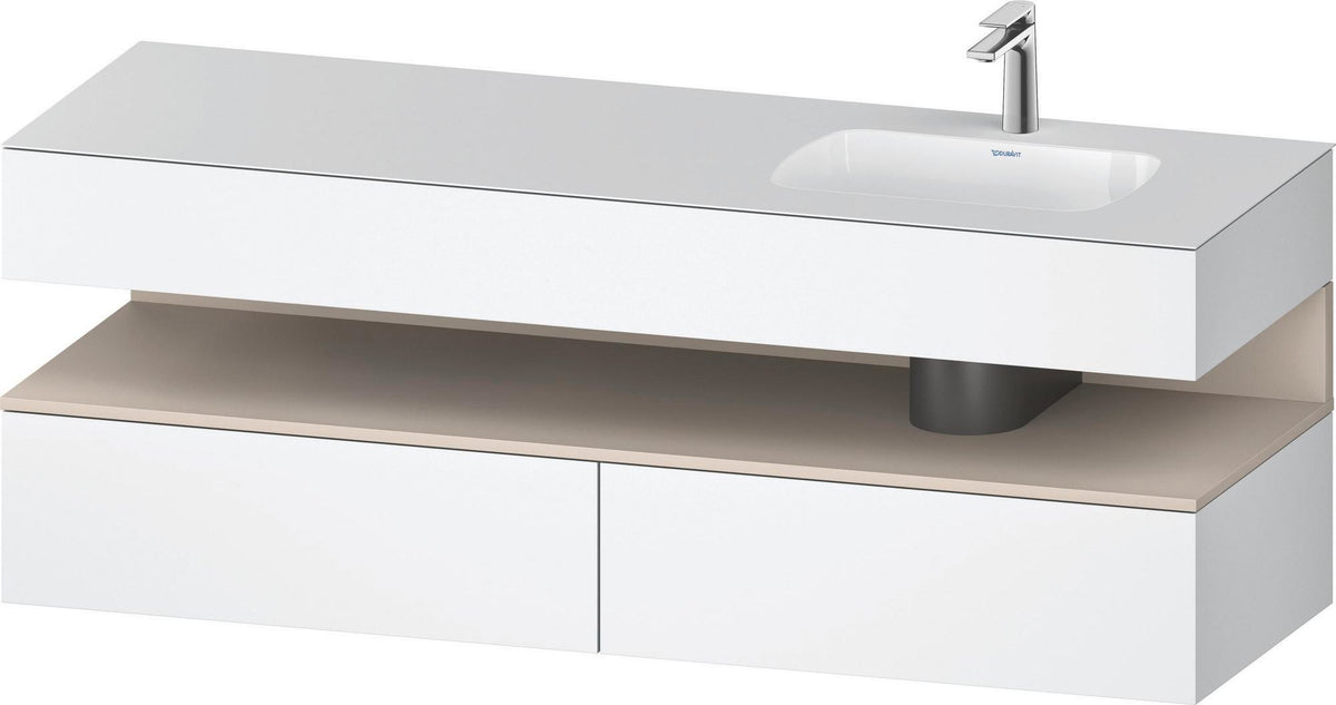 DURAVIT Qatego Einbauwaschtisch mit Konsolenwaschtischunterbau 1600 mm Weiß Matt