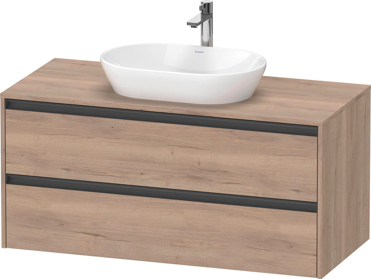 Duravit Ketho.2 Konsolen-Waschtischunterbau 1200 mm betongrau matt mit 2 Schubkästen
