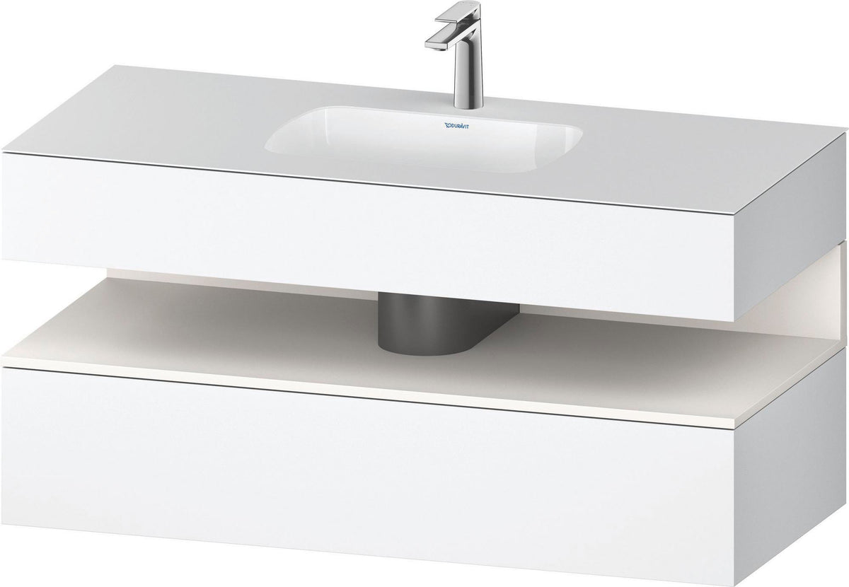 DURAVIT Qatego Studio F. A. Porsche Einbauwaschtisch mit Konsolenwaschtischunterbau 1200 mm Weiß Matt