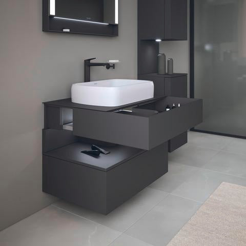 DURAVIT Qatego Hochschrank 400 mm, 2 Türen, weiß Hochglanz, Eiche Schw. Matt
