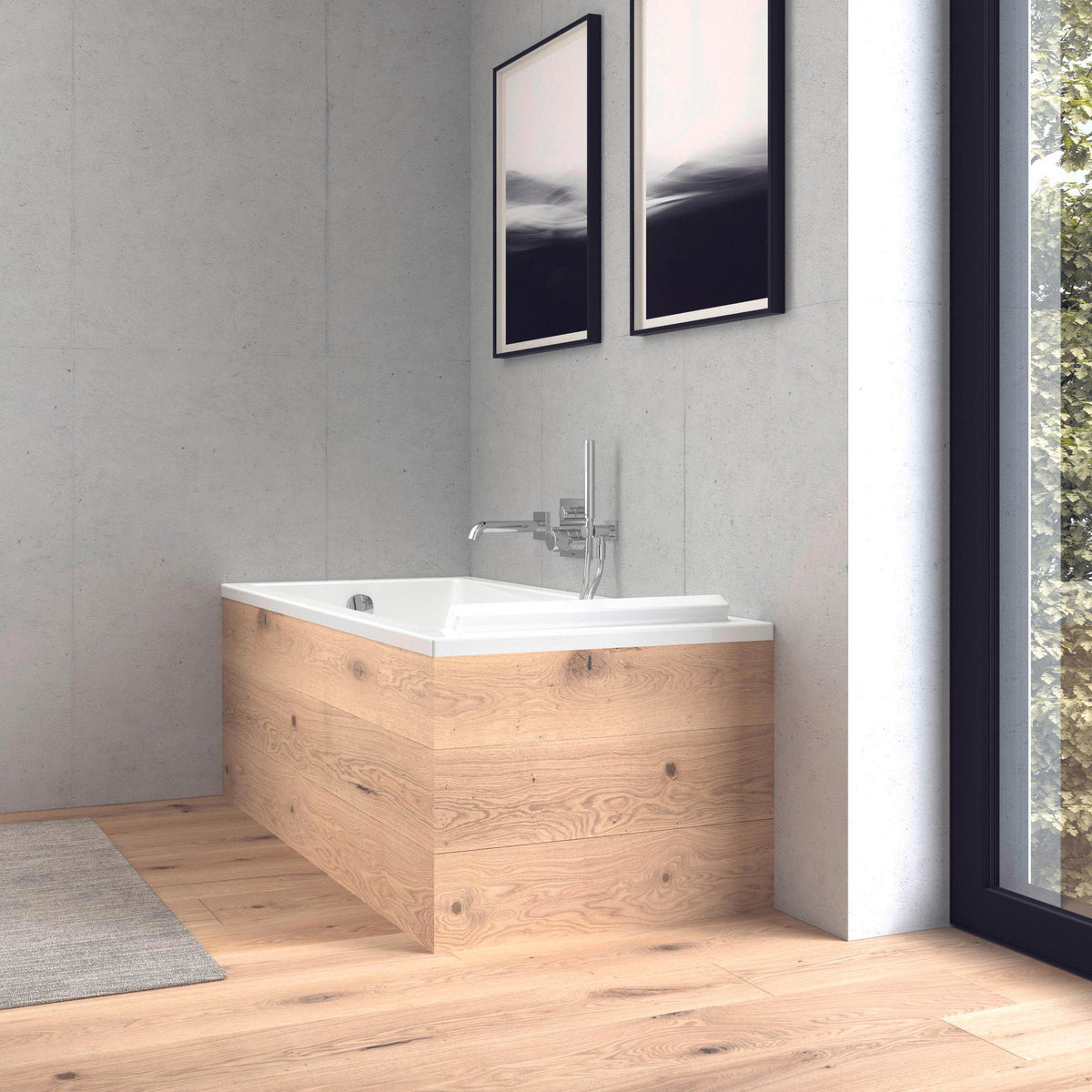 DURAVIT C.1 Wanneneinlauf eckig 205mm Schwarz Matt – Wandmontage mit Strahlregler