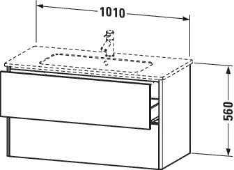 Duravit XSQUARE Waschtischunterbau 1010 mm s-matt mit 2 Schubkästen und Ahorn Innenausstattung