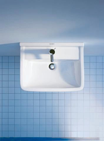 DURAVIT Waschtisch Starck 3 650 mm mit Überlauf, Hahnlochbank und WonderGliss in Weiß