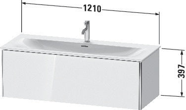 Duravit XSquare Waschtischunterbau 1210 mm für Viu 234412 – Wandhängend, Taubenblau Seidenmatt