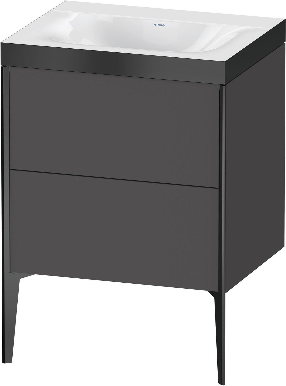 DURAVIT XViu Waschtischunterbauset 610x600x480mm schwarz matt graphit matt 2 Auszüge