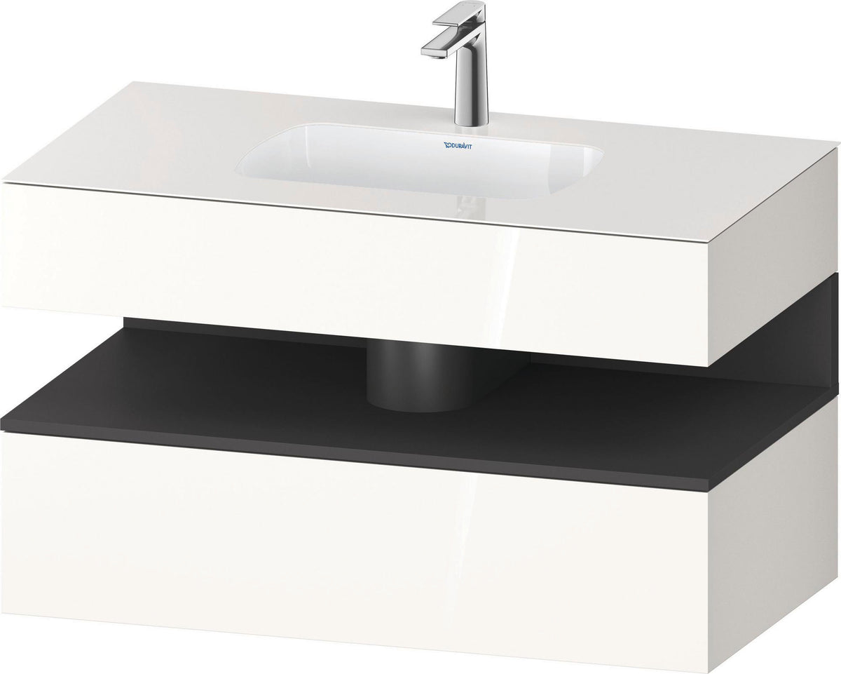 DURAVIT Qatego Einbauwaschtisch mit Konsolenwaschtischunterbau 1000 mm, 1 Auszug, antibakteriell