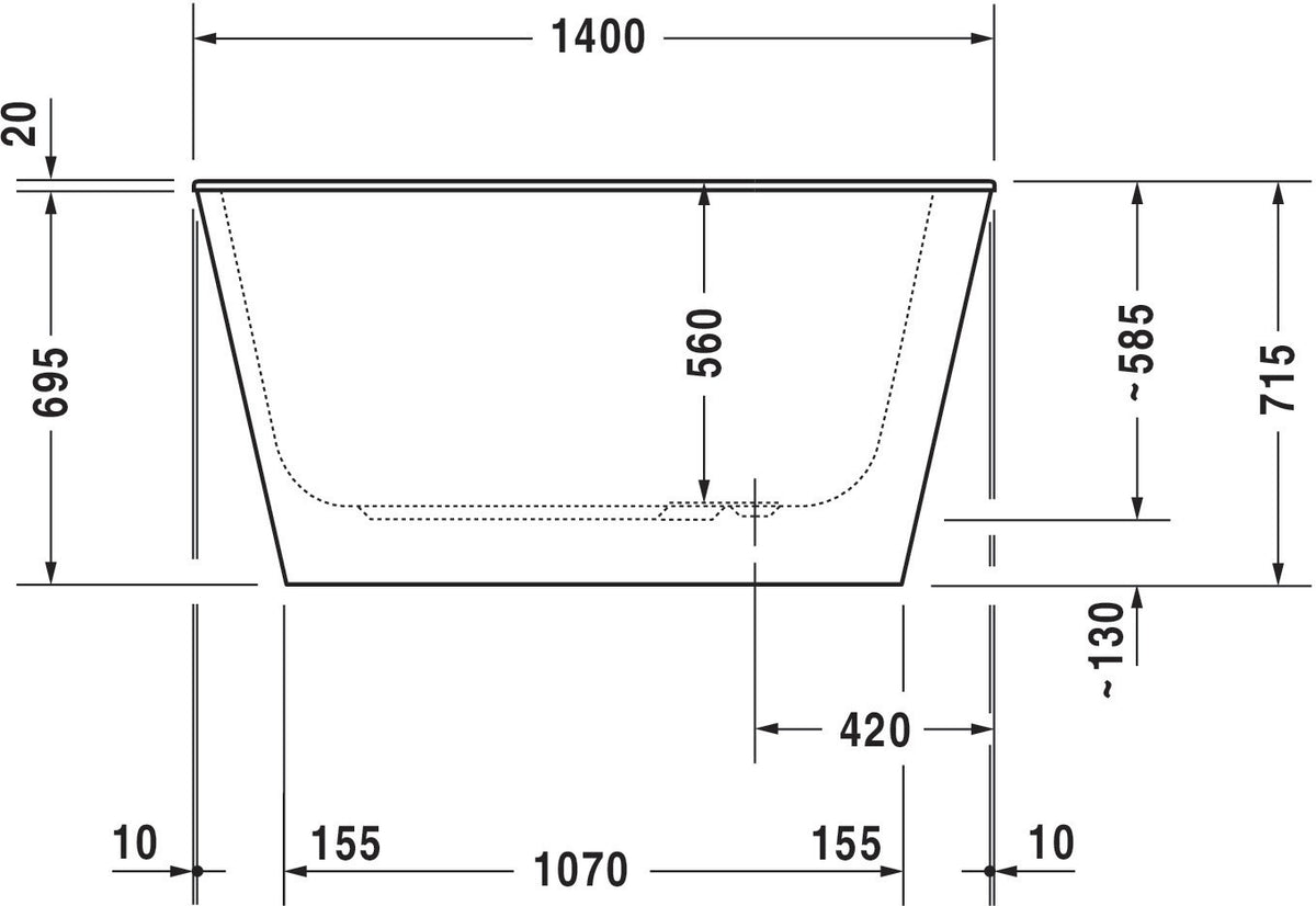 DURAVIT DuraStyle Rechteck-Badewanne 1400x800mm weiß Acryl Einbauwanne
