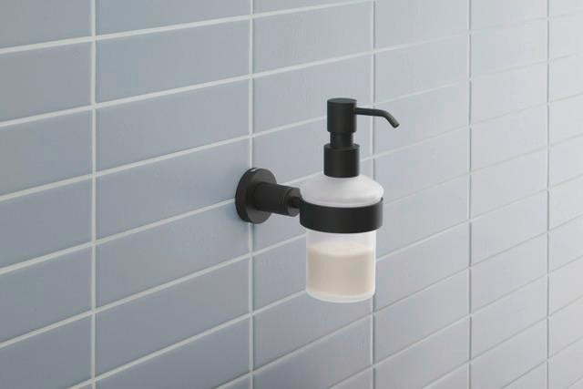 DURAVIT D-Code Seifenspender mit Glasflakon und verchromtem Messinghalter für Wandmontage