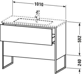 Duravit XSquare Waschtischunterbau 1010 mm mit 2 Auszügen, s-matt, Eiche Ahorn, Midi