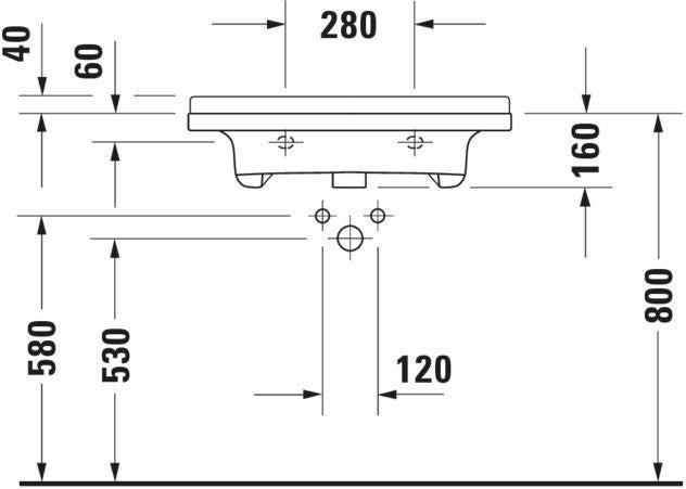 DURAVIT Waschtisch Starck 3 Vital 700 mm mit Überlauf und Hahnlochbank, weiß