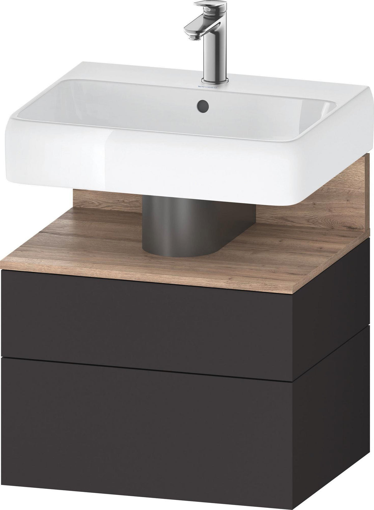 DURAVIT Qatego Waschtischunterbau 590 mm wandhängend, 1 Auszug, weiß Hochglanz, Nische Eiche Schwarz
