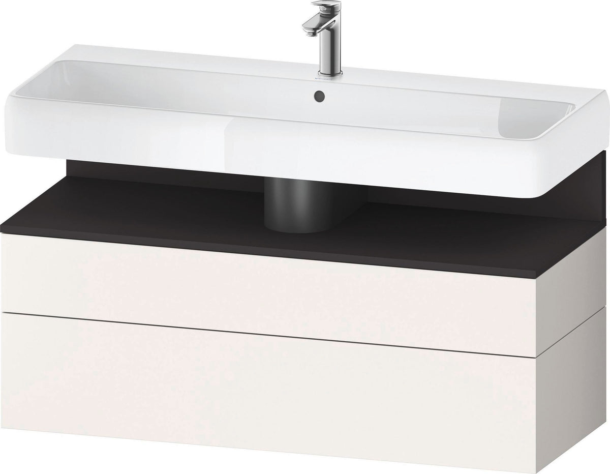 Duravit Qatego Waschtischunterbau 1190 mm – Weiß Matt mit Eiche Schwarz Nische, 1 Auszug, LED