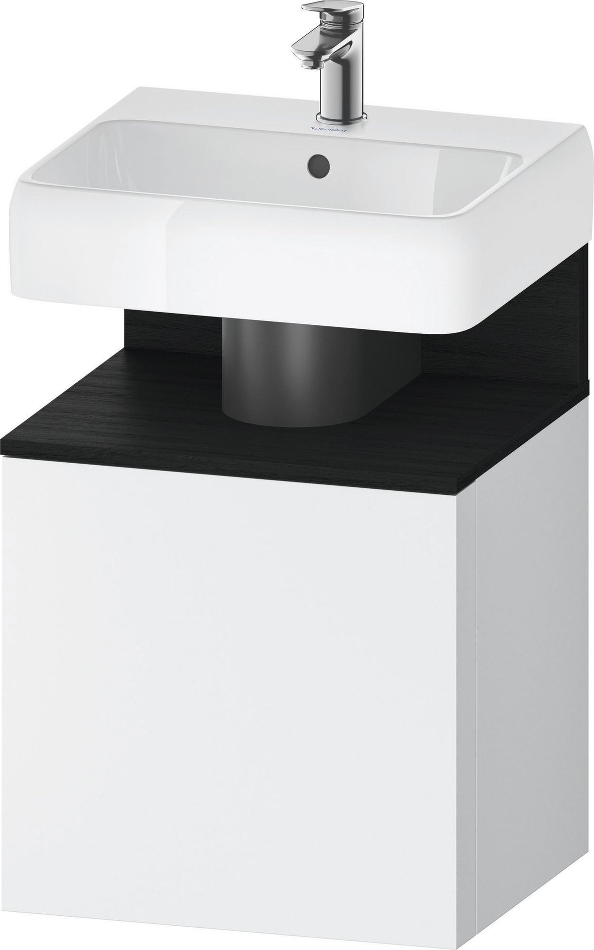 DURAVIT Qatego Waschtischunterbau 490 mm wandhängend, 1 Tür links, Weiß Matt mit Eiche Schwarz Nische