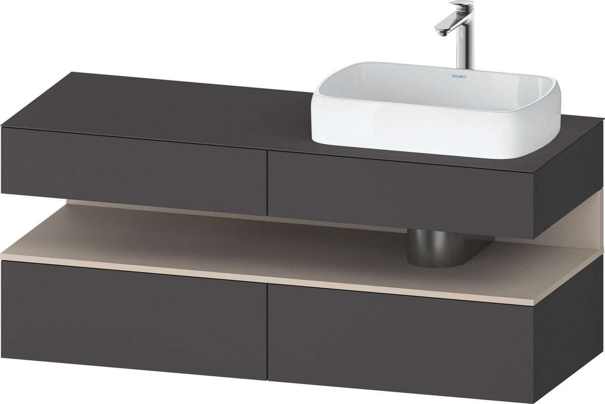 DURAVIT Qatego Konsolenwaschtischunterbau 1400 mm Weiß Matt Eiche Schwarz Matt wandhängend