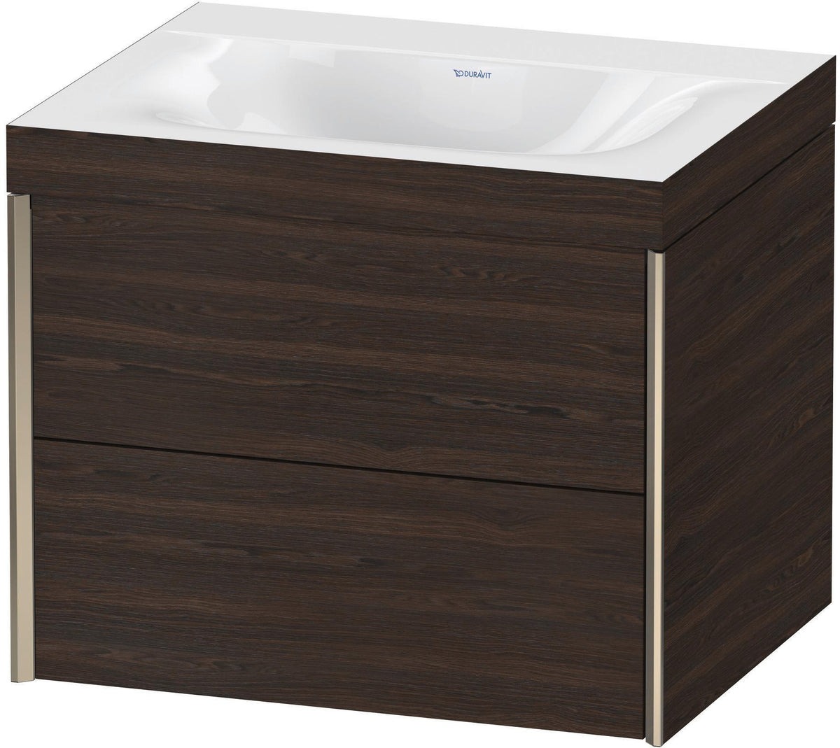 Duravit XViu Waschtischunterbauset c-bonded, 2 Schubkästen, champagner matt/nussbaum dunkel, 600 mm