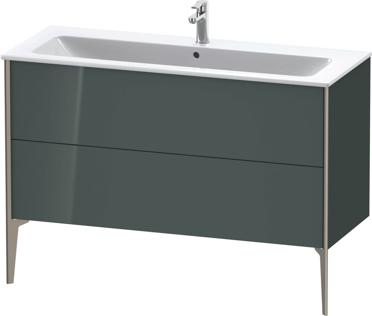 DURAVIT XViu Waschtischunterbau bodenstehend 1210 mm, 2 Auszüge, champagner matt/weiß matt