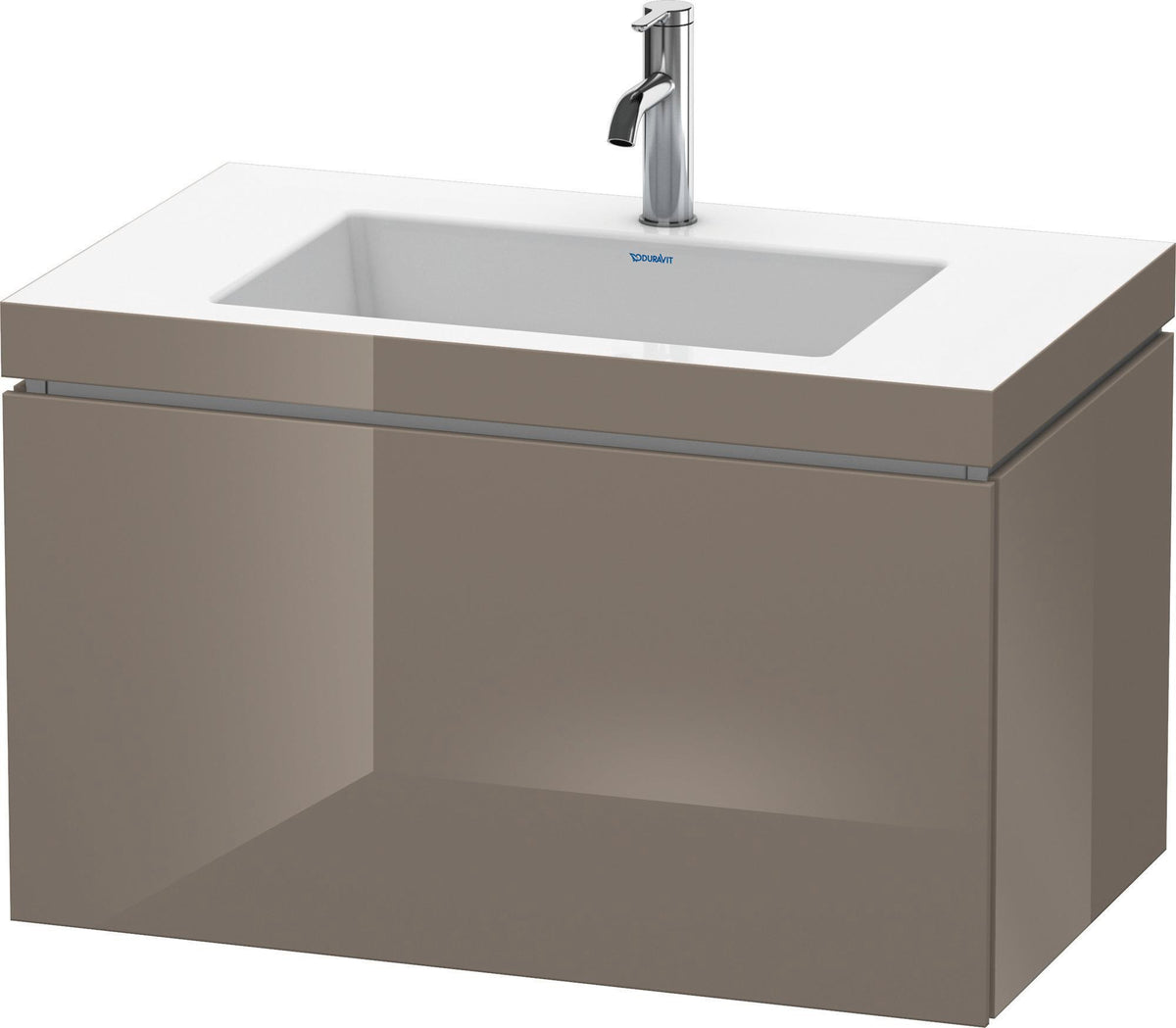 Duravit L-Cube c-bonded Waschtischset 800 mm mit Vero Air Waschtisch, 1 Auszug, Schwarz Hochglanz