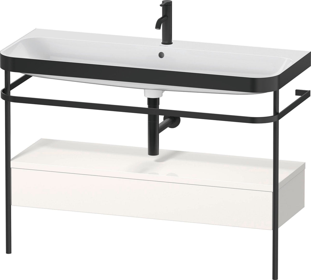 Duravit Happy D.2 c-bonded Waschtischset 1175 mm mit Metallkonsole & Schubkasten in Taupe