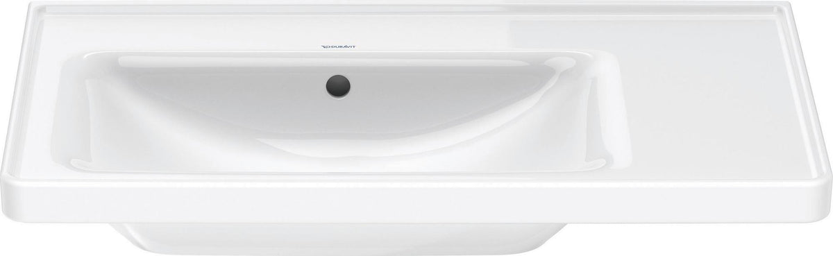 Duravit Waschtisch D-Neo 800 mm weiß mit Überlauf, Becken links, Hahnlochbank, Wandmontage