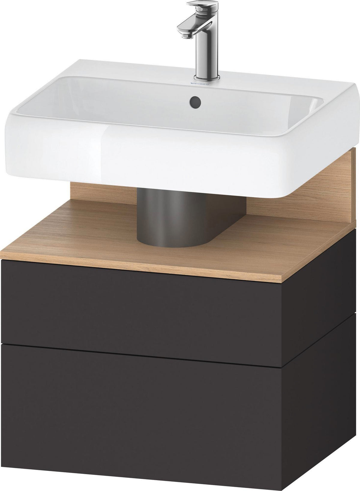 DURAVIT Qatego Waschtischunterbau 590 mm wandhängend, 1 Auszug, weiß Hochglanz, Nische Eiche Schwarz