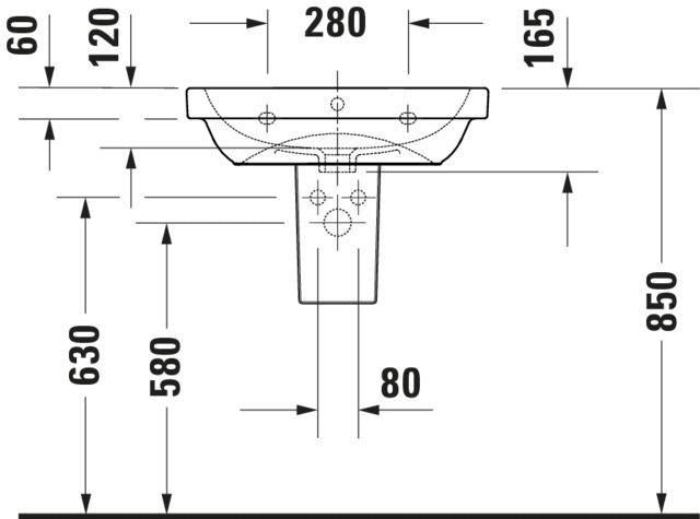 Duravit D-Code 2.0 Waschtisch, Weiß Hochglanz, Rund, 600 mm, Wandhängend, mit Überlauf