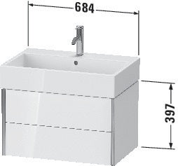 Duravit XVIU Waschtischunterbau 684 mm in Seidenmatt für Vero Air – Wandhängend mit 2 Schubkästen