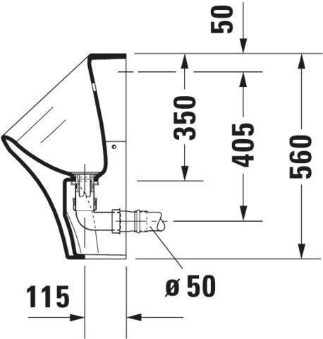 DURAVIT DuraStyle Urinal 300 x 340 mm, Zulauf hinten, spülrandlos, mit Fliege, weiß